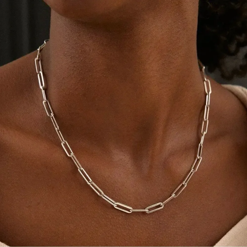 Paper Clip Style Collarbone Chain Necklace